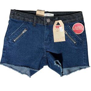 Levi’s girls 10R shorty short shorts denim blue black super stretch slim hip zip